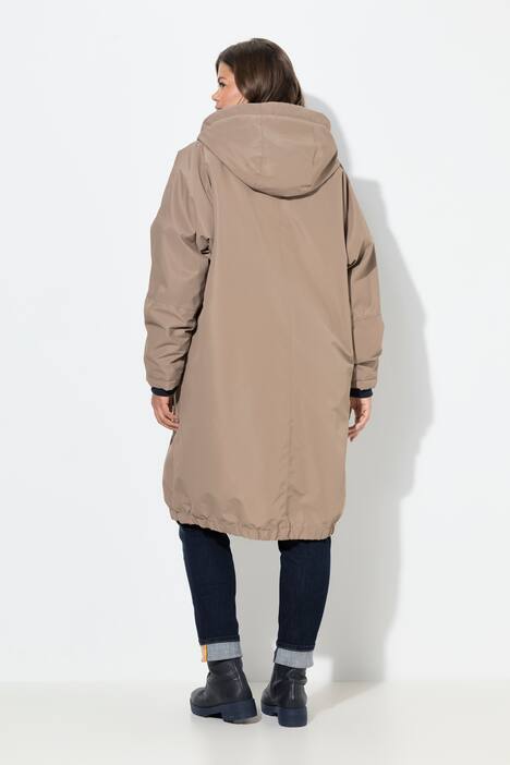 Funktionsmantel, oversized, Teddyfutter, Kapuze, 2-Wege-Zipper