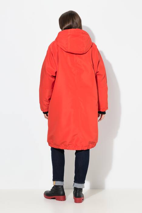 Funktionsmantel, oversized, Teddyfutter, Kapuze, 2-Wege-Zipper