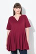 Eco Cotton Short Sleeve Godet Pleated Knit Tunic