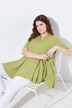 Eco Cotton Short Sleeve Godet Pleated Knit Tunic