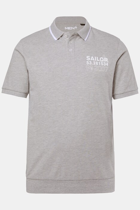 Men+ poloskjorte magepassform, halve ermer, pique, trykk, opptil 8 XL