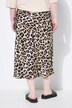 Satin Leopard Print Elastic Waist Skirt
