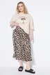 Satin Leopard Print Elastic Waist Skirt