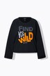 Sweat-shirt à message, manches longues et col rond, bords roulottés