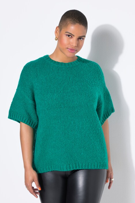 Pullover, oversize, korte ærmer, fancy-strik