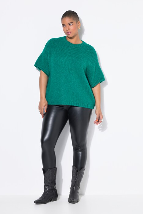 Pullover, oversize, korte ærmer, fancy-strik