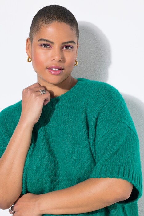 Pullover, oversize, korte ærmer, fancy-strik