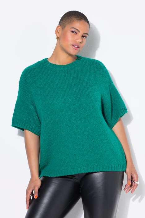 Pullover, oversize, korte ærmer, fancy-strik