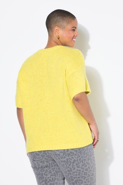 Pull oversize, manches courtes, maille fantaisie