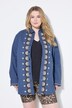 Skjorte, oversized, med broderi på knaplukningen