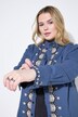 Skjorte, oversized, med broderi på knaplukningen