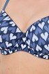 Soutien-gorge motif cœurs, bonnets souples avec armatures - bonnet B-F