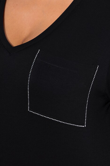 T-Shirt, Brusttasche, V-Ausschnitt, Halbarm