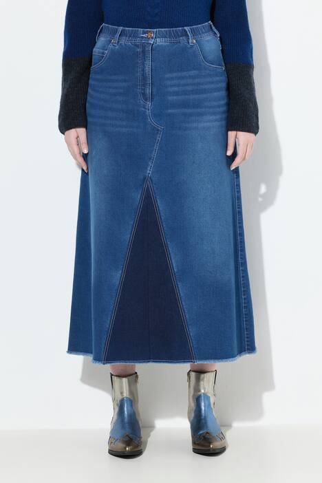 Jeansrok, gerafelde zoom, A-lijn, stretchdenim