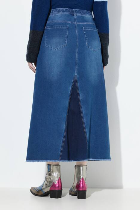 Jeansrok, gerafelde zoom, A-lijn, stretchdenim