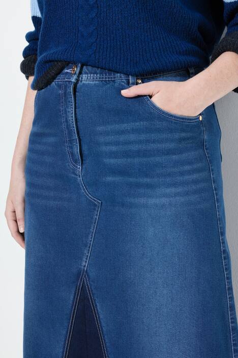 Jeansrok, gerafelde zoom, A-lijn, stretchdenim