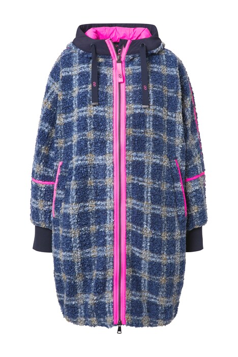 Teddy bunda, oversize, kapuce, dvoucestný zip
