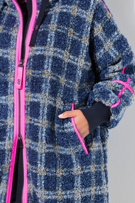Teddy-Jacke, Oversize Kapuze, 2-Wege-Zipper