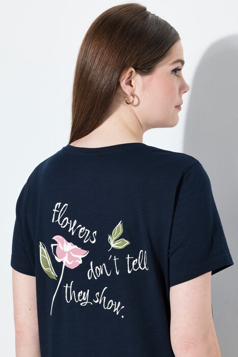 T-shirt, bloemen, V-hals, korte mouw, biologisch katoen
