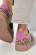 Leren sneakers, suède, hiel met leo, wijdte H