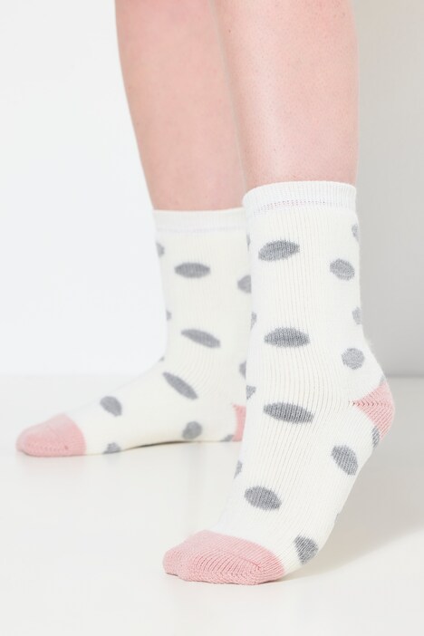 Kuschelsocken, 2er-Pack, Punkte/Streifen, flauschig