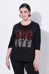 T-shirt, skriftmotiv, rund hals, stående krave, 3/4-lange ærmer