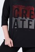 T-shirt, skriftmotiv, rund hals, stående krave, 3/4-lange ærmer