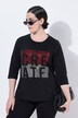 T-shirt, skriftmotiv, rund hals, stående krave, 3/4-lange ærmer