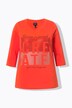 T-Shirt, Schriftmotiv, Rundhals, Stehkragen, 3/4-Arm