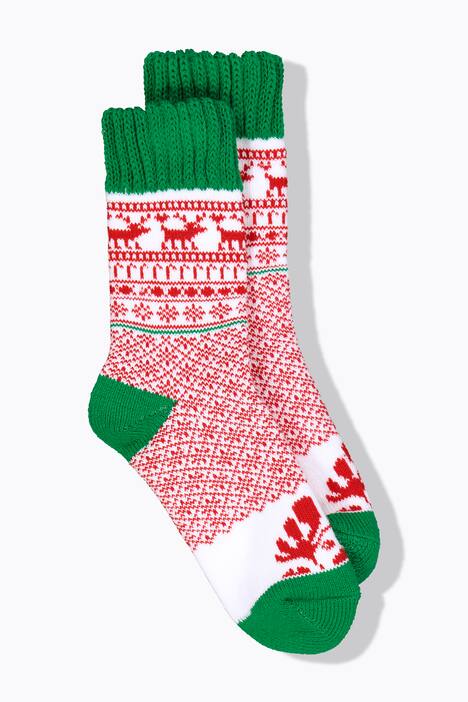 Chaussettes cocooning, motifs de Noël, bords-côtes
