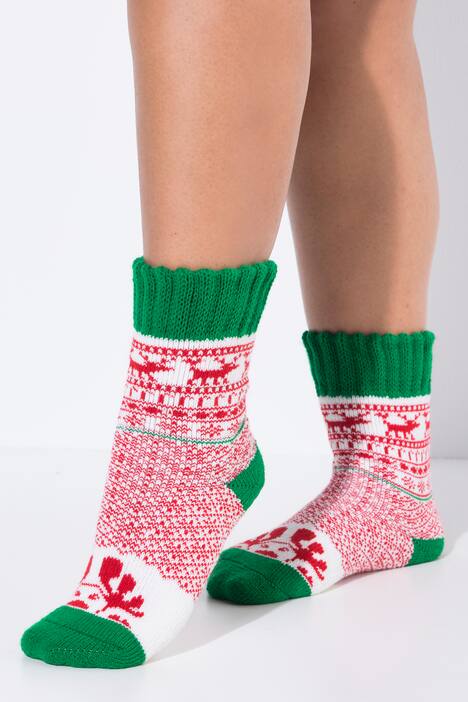Chaussettes cocooning, motifs de Noël, bords-côtes