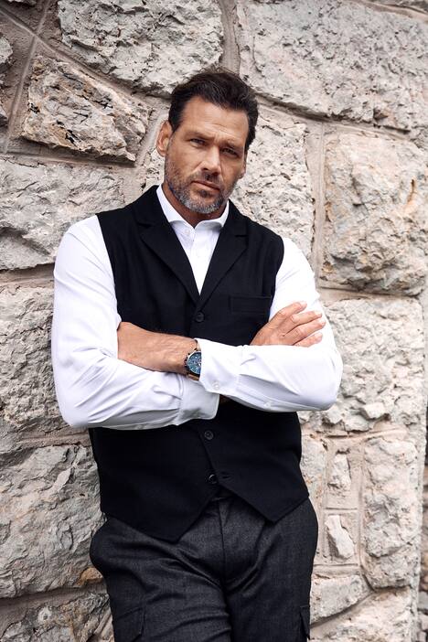 Gilet JP 1880 en tweed, finition FLEXNAMIC®, dos en maille - jusqu'au 7 XL