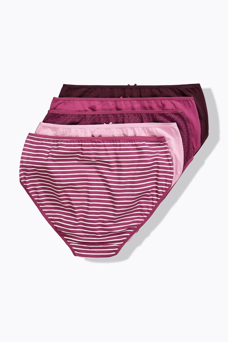 Midislips, set van 5, gestreept / effen