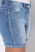 Jeans-shorts, vide ben, glitrende similisten