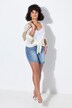 Jeans-shorts, vide ben, glitrende similisten