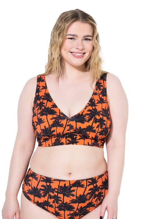 Bikiny top, měkké košíčky, palmový potisk
