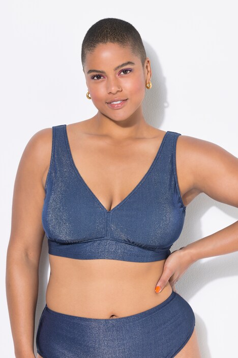 Bikinitop med softcups og glittereffekt