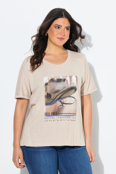 T-shirt oversize « chapeau de cowboy », décolleté rond et manches courtes