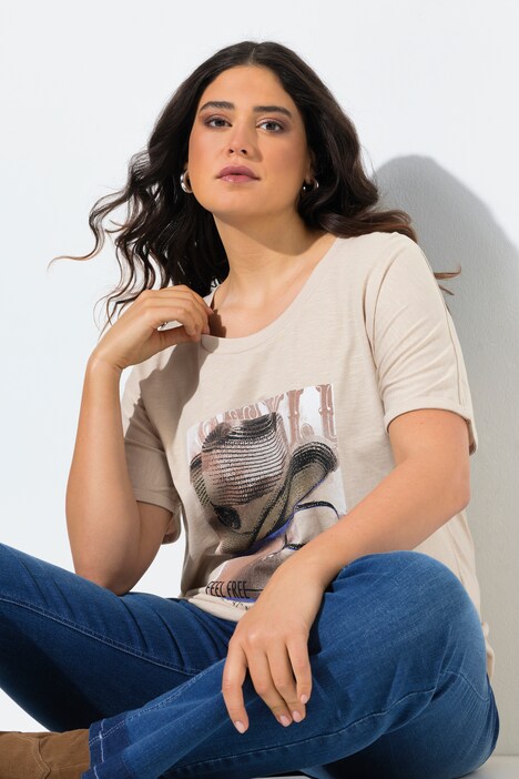 T-shirt oversize « chapeau de cowboy », décolleté rond et manches courtes