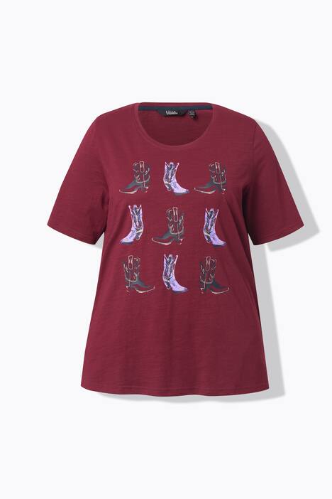 T-shirt motif bottes de cowboy, décolleté en V et manches courtes, coupe Classic Fit