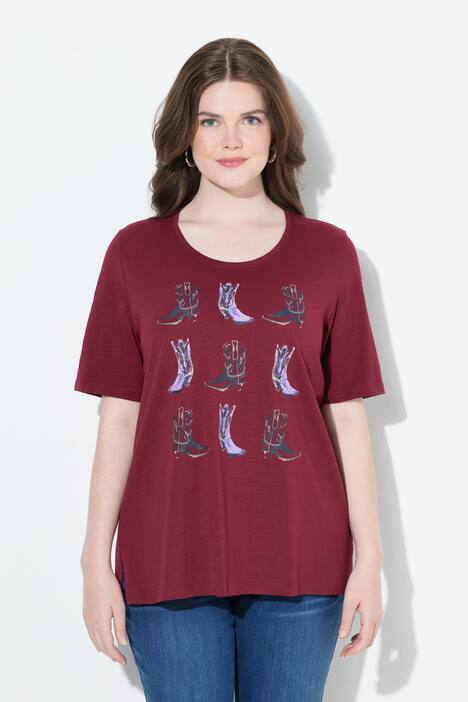 T-shirt motif bottes de cowboy, décolleté en V et manches courtes, coupe Classic Fit