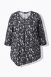 T-shirt à fleurs, plis fantaisie, décolleté en V et manches 3/4, coupe évasée
