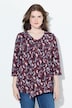 Shirt, bloemen, sierplooien, A-lijn, V-hals, 3/4-mouw