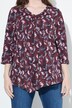 Shirt, bloemen, sierplooien, A-lijn, V-hals, 3/4-mouw