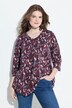 Shirt, bloemen, sierplooien, A-lijn, V-hals, 3/4-mouw