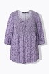 Gerimpelde blouse, bloemen, A-lijn, ronde hals, 3/4-mouw