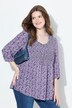 Gerimpelde blouse, bloemen, A-lijn, ronde hals, 3/4-mouw