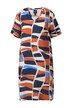 Šaty, grafický potisk, výstřih do V, krátké rukávy, kapsy