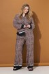 Pantalon imprimé léopard, rayures sur le bas de jambe, coupe Wide Legs