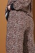 Pantalon imprimé léopard, rayures sur le bas de jambe, coupe Wide Legs